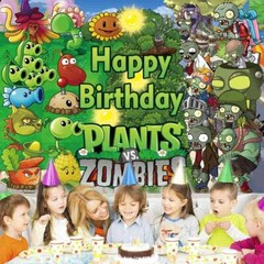 Plants vs Zombies Party Supplies Birthday Decor Banner Backdrop Vinyl 7x5ft