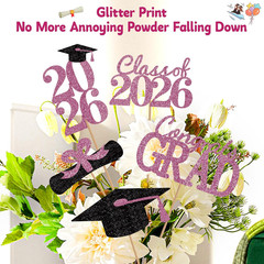 Graduation Decorations 2026, 20Pcs Black Pink Graduation Centerpieces for Tables