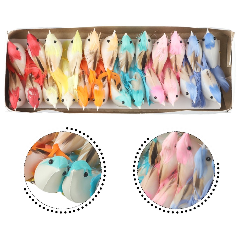 Simulation Feather Bird for mini for multi Functional 24 Pcs Artificial Birds