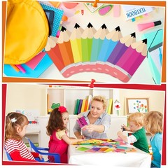 64 PCS Colorful Pencils Cutouts, Pencil Name Tags, Bulletin Board Decor, Glue