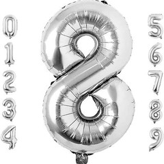 Number 8 silver inflatable balloon – Fast shipping, make an offer