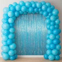 3 Pack 3.3 x 6.6 ft Light Blue Foil Fringe Backdrop Curtains, Tinsel Streamer…