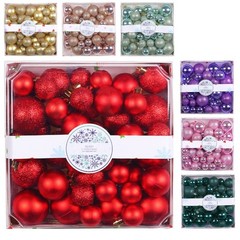 3/4/5cm Mixed Size Ornaments 44pcs/box Shatterproof Plastic Balls Set for Tree