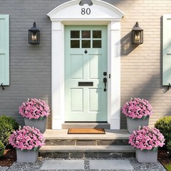 8 Bundles Artificial Roses for Front Door Outdoor Decor, 17 in, Pink