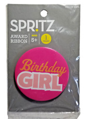 Birthday Girl Celebration Pin Button Pink Spritz New Any Age Special Day