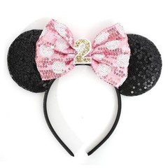 Mouse Ears Birthday Headband – 2nd Birthday Party Pink Headband
