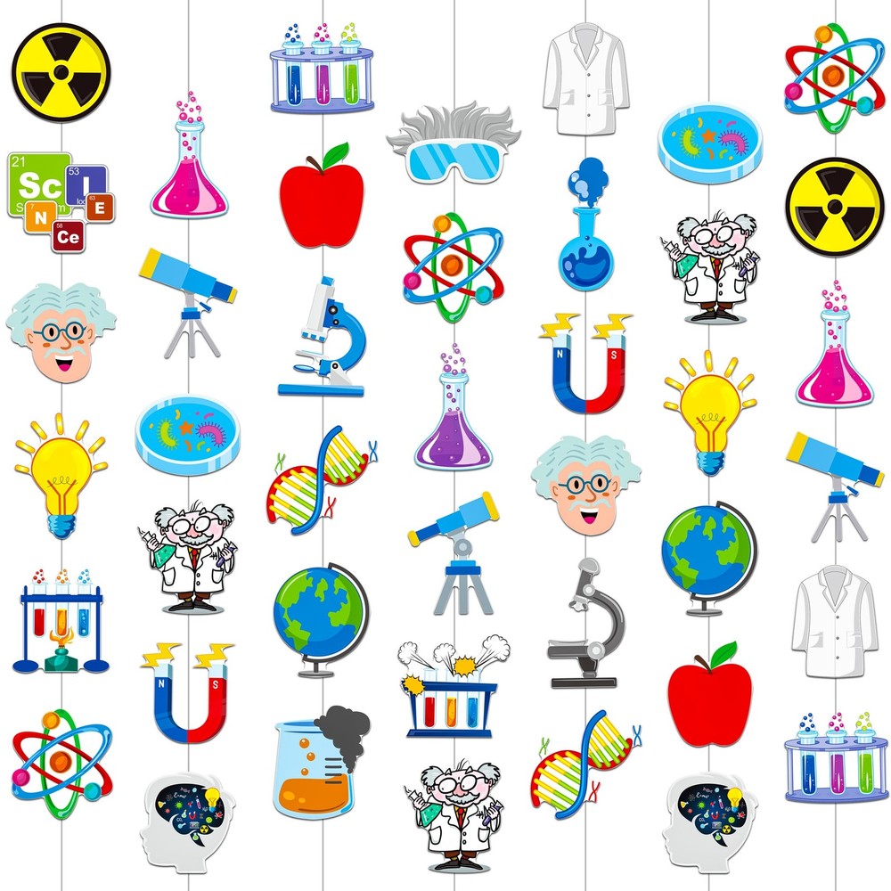 8pcs Science Party Hanging Garlands Science Birthday Party Decorations Chemis…