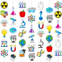 8pcs Science Party Hanging Garlands Science Birthday Party Decorations Chemis…