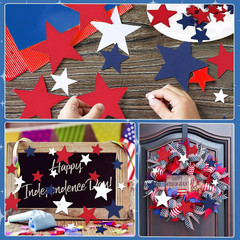 90Pcs 4Th of July Patriotic Decorations Red White and Blue Wooden Stars Ornament