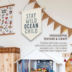 Ocean Nursery Decor, Stay Wild Ocean Child Wall Hanging Pennant Flag Banner, …