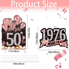 2Pcs Birthday Yard Signs 50th Birthday Decorations for Women Rose Gold Happy 50