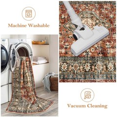 Lahome Oriental Washable Kitchen Runner Rug, 2×6 2′ x 6′ (Runner), Brick Red