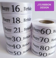 Birthday Ribbon ANY AGE AVAILABLE Printed to order Very fast dispatch