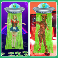 Alien Birthday Party Decorations Door Curtain with Foil Fringe Tinsel Spacecraft