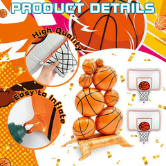 4 Pcs Basketball Party Decorations – 5Ft Self Standing Basketball Balloons | 2 H