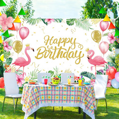 Happy Birthday Background – 6X4 Feet Female Birthday Decorations Flamingo Tropic