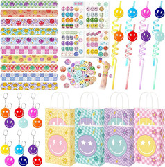 110Pcs Smile Face Party Favors,Preppy Birthday Decorations,Happy Face Goodie Bag