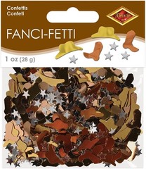 Metallic Western Confetti Boots Hats Stars 1oz Copper Gold Silver Party Supplies