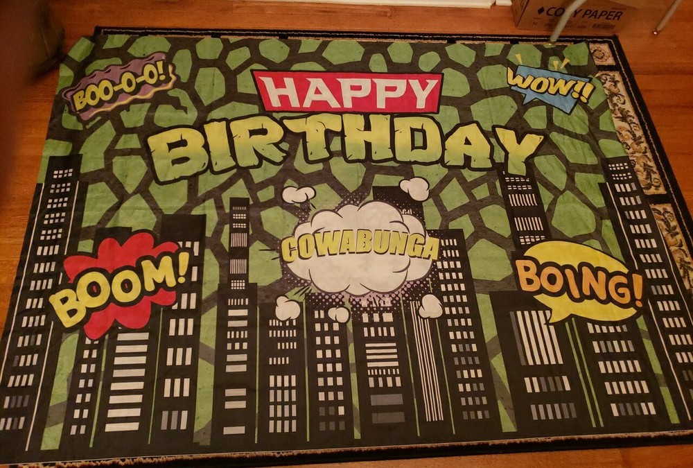 7×5 ft Cartoon Superhero Comic Birthday Backdrop Tapestry Decor Banner