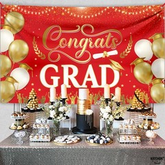 XtraLarge Congrats Grad Banner – 72×44 Inch | Congrats Grad Backdrop for Red and
