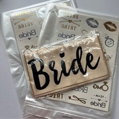 Bride Sash and Tattoo Set – Gold and Black
