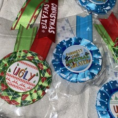 UGLY SWEATER AWARD RIBBON Christmas Party Costume Contest Prize Decorations NEW