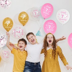 Pink 10th Balloons for Girls – 16pcs, 12inch Happy Balloons with Confetti for…