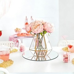 12PCS Round Mirror Plates for Centerpieces, Mirror Trays Flat Circle Mirrors …