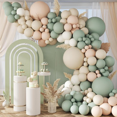 149Pcs Neutral Balloon Arch Kit, Sage Green Balloon Arch Kit with Nude White San