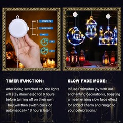 Elegant Blue & Warm White LED Lanterns for Ramadan – 3 Pack with Timer Function
