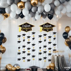 Black and Gold Graduation Cap Garland – Pack Of 2, No DIY | Congrats Grad Garlan