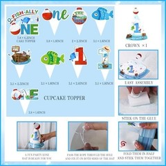 Ofishally One Birthday Decorations,161pcs Gone Fishing 1st Birth day Party Banne
