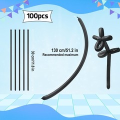 260 Long Balloons, 100 Pack Black Animal Balloons, Twisting String Balloon, L…