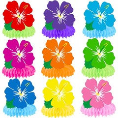 11 PCS Hibiscus Flower Honeycomb Centerpieces Hawaiian Tropical Luau Party