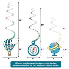 52pcs Travel Party Decorations – Adventure Begins Banner, Hanging Swirls, Table