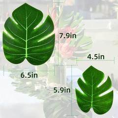 36 Pieces Artificial Tropical Palm Leaves for Jungle Safari Beach Green