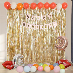 4 Pack Wavy Champagne Gold Metallic Tinsel Foil Fringe Curtains Backdrop – 3.3X6