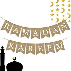 Burlap Ramadan Kareem Banner Supplies Muslim Fireplace Mantel Decoration