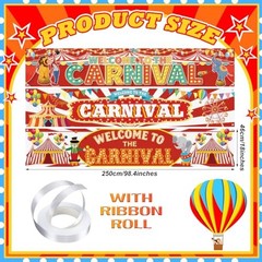 3 Pcs Banner 98 x 18 Inch Circus Party Decorations Outdoor Yard Sign Carnival