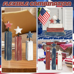 4Th of July Table Decorations, 3Pcs Red White and Blue Decorations, Retro Patrio