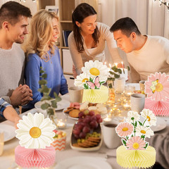 9 Pcs Daisy Flower Birthday Party Decorations Daisy Butterfly Honeycomb Centerpi