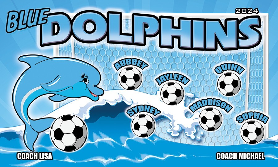 Dolphins – Soccer Team Banner – (3ft x5ft) Your Team Name and Custom Design