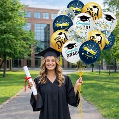 Graduation Decorations 2026 – Graduation Balloons 62Pcs 12 Inch Navy Blue Gold W