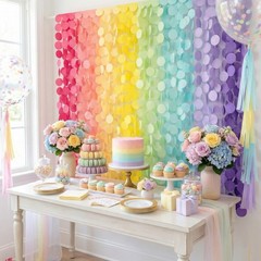 Ultimate Big Circle Dots Party Garland Streamer Backdrop (290 Ft Total, 40 St…