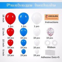130Pcs Red White Blue Balloons Different Sizes 18″ 12″ 10″ 5″ Party Latex Balloo