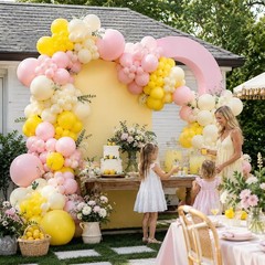 Pink and Yellow Balloon Arch Kit, 122Pcs Pastel Pink Yellow Balloons for Girl…