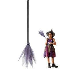 Broom Shape Mesh Random Color Props for Witch Cosplay 1Pack 35.4×5.5×1.2in