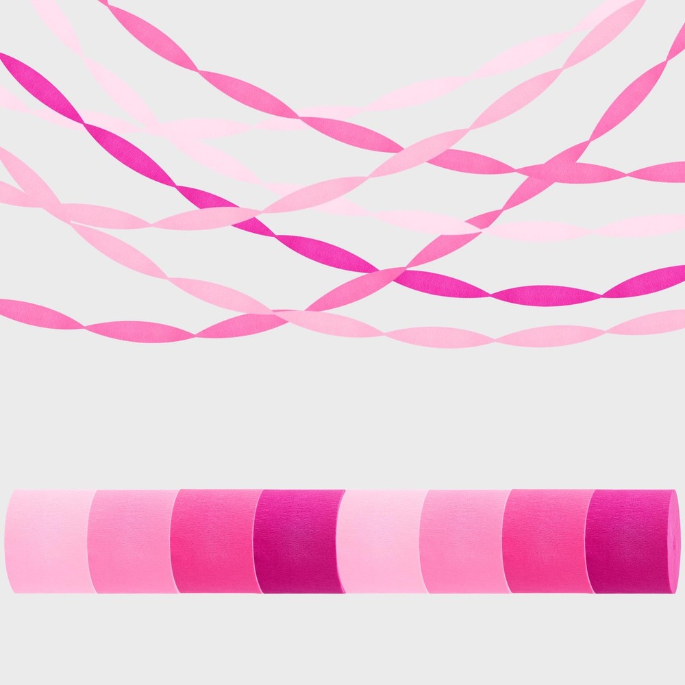 8 Rolls Pink Crepe Paper Streamers For Bachelorette Baby Shower 656 FT