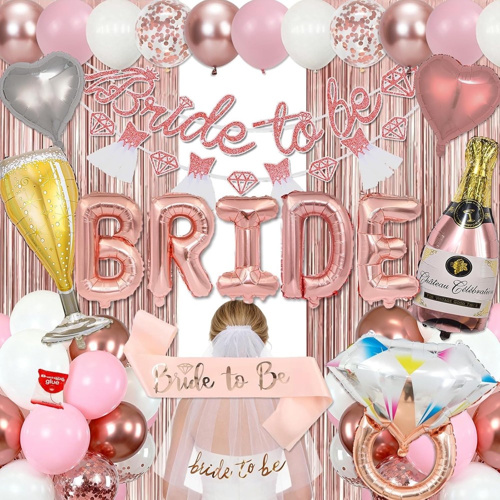Rose Gold Bridal Shower Decorations, Pink Bachelorette Party Decorations NEW