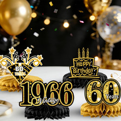 60Th Birthday Decorations for Men, Black and Gold 60 Year Old Party Supplies, Ba
